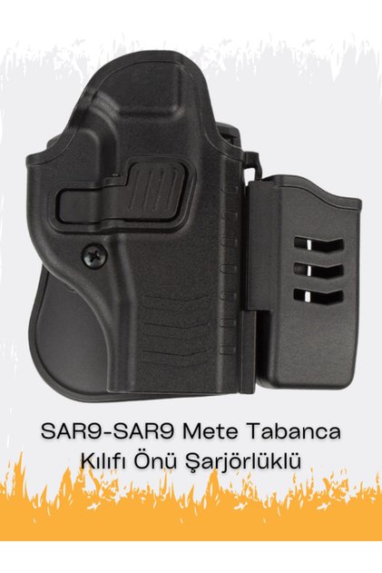 To Gun Holster Sarsılmaz SAR9-SAR9 Mete Tabanca Kılıfı Önü Şarjörlüklü Siyah SAĞ EL