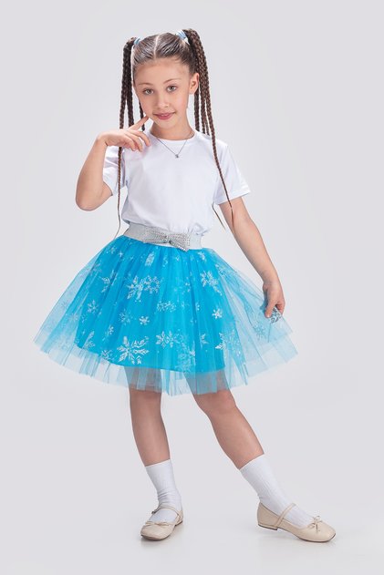 Snowflake Printed April 23 Fluffy Show Birthday Party Skirt