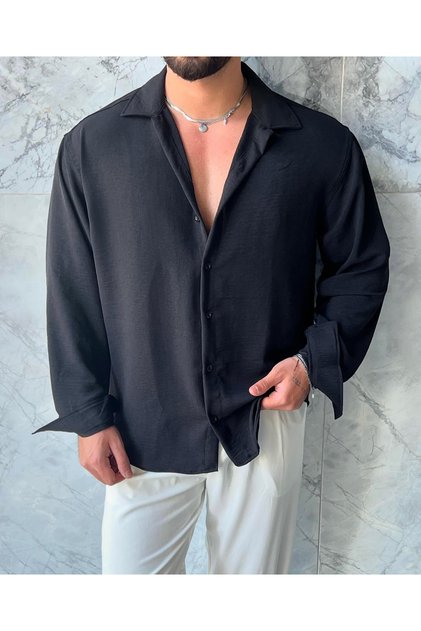 Men's Summer Aerobin Crepe Shirt, Oversized Fit.