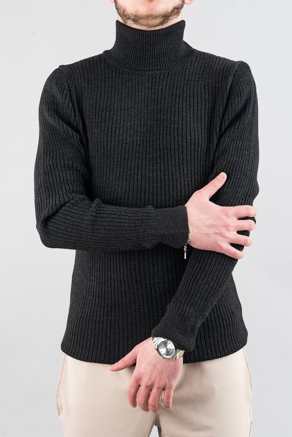 Men's Slim Fit Turtleneck Cotton Turtleneck Sweater Black