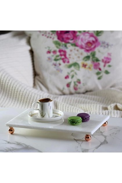 Marble White 30x20 Cm Rose Gold Bead Foot Presentation Holder