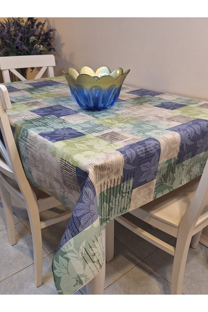 Fiber Pvc Oilcloth - Patterned Erasable Tablecloth (Blue)