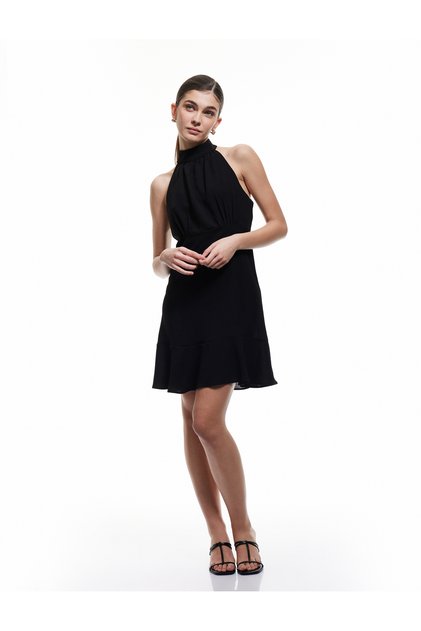 Aerobin Fabric Sleeveless Halter Neckline Mini Dress