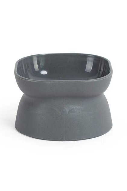 Grey Dual-purpose Cat/Dog Food Bowl, Elevated Anti-Vomiting Cat Feeder Whisker Stress-Free Dog Plast