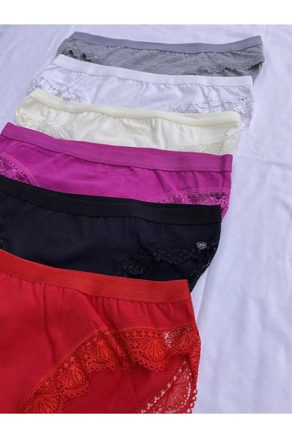 مجموعة سراويل نسائية من الدانتيل متعددة الألوان مكونة من 6 قطع