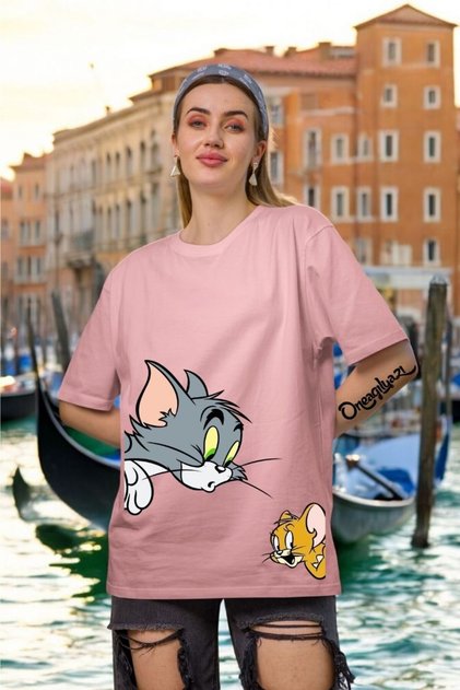 Tom and Jerry Printed Women's Oversize T-Shirt