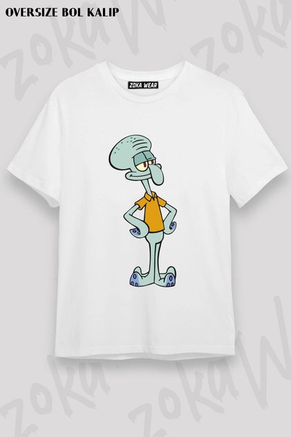 Unisex Oversize Fit Squidward Design Printed Tshirt