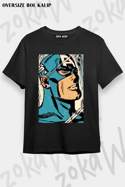Unisex Oversize Fit Captain America Design Printed Tshirt