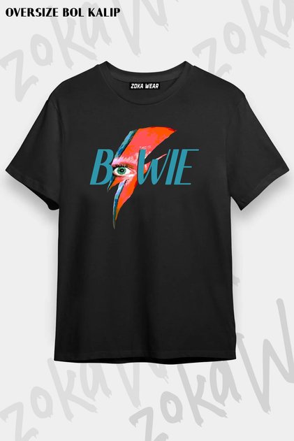 Unisex Oversize Pattern David Bowie Lightning Pop Art Design Printed Tshirt