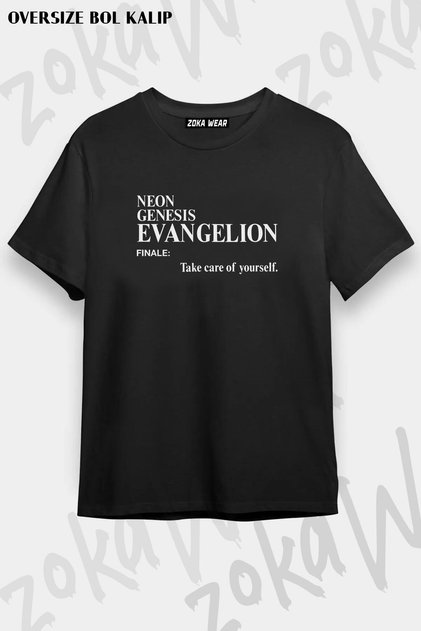 Unisex Oversize Mold Take Care of Yourself Evangelion Design Printed Tshirt
