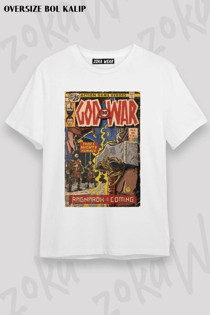 Unisex Oversize Mold God of War Ragnarök Design Printed Tshirt