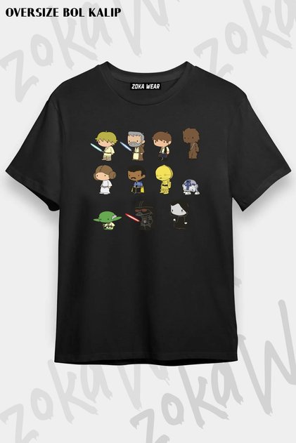 Unisex Oversize Fit Star Wars Design Printed Tshirt