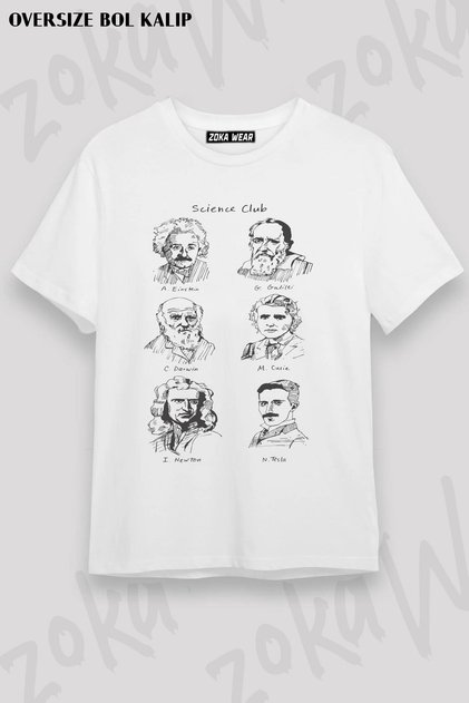 Unisex Oversize Die Science Club Physicists Design Printed Tshirt