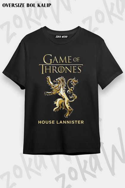 Unisex Oversize Fit Lannister Game of Thrones Design Printed Tshirt