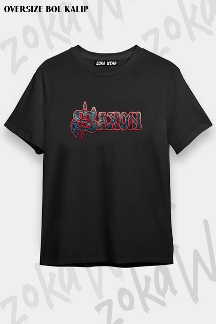 Unisex Oversize Mold Saxon Design Printed Tshirt