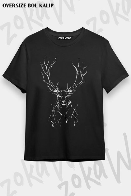 Unisex Oversize Mold Neon Deer Deer Design Printed Tshirt