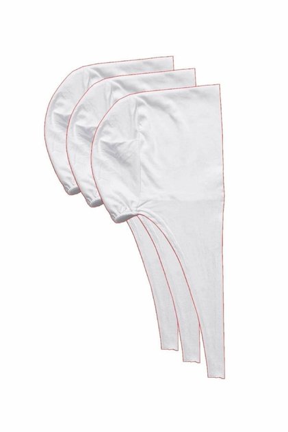 3 Pieces White Plain Stitched Combed Cotton Back Tie Inner Cap