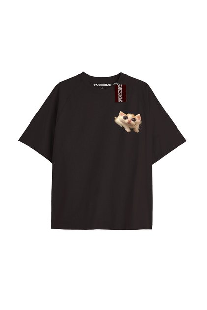 Penguen Baskılı Oversize Kalıp Unisex T-shirt