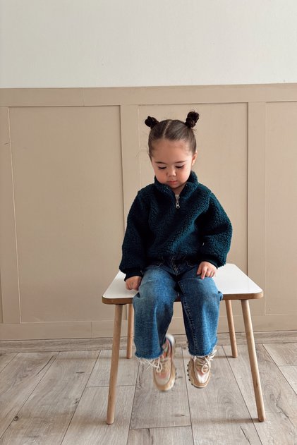 Fluffy Zippered Baby Kids Plush Sweatshirt