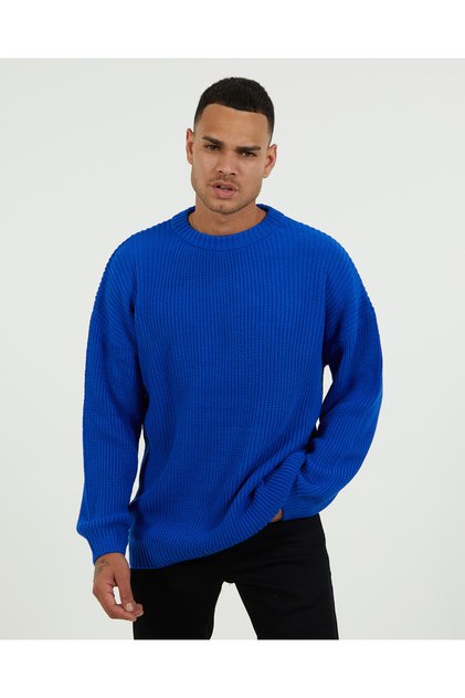 Double Layer Knitted Non-Pilling Cotton Knitwear Pullover Oversize Loose Crew Neck Sweater