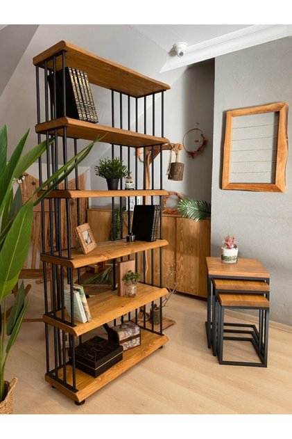 Ahşap Modern Ve Şık 6 Raflı Kitaplık 200x110x24