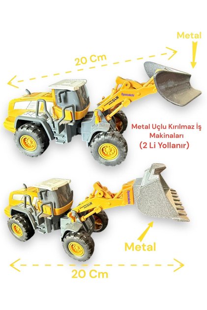 Kırılmaz Oyuncaklar İş Makineleri Çocuk Mühendisliği Kar Küreme Ve Kepçe Metal Uçlu (2li Yollanır)