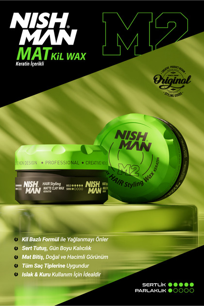 NISHMAN M2 Keratin Mat Görünümlü Kil Wax - 100 ml - Fiyatı, Yorumları