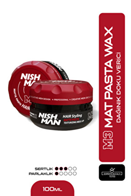 NISHMAN Mess Up Mat Şekillendirici Wax M3 100ml Mat Görünüm Orta