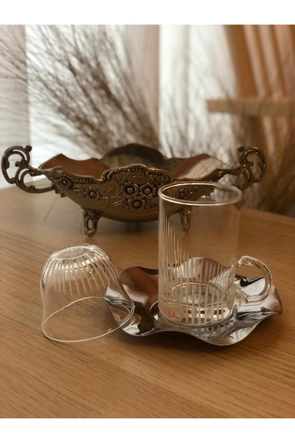 18 Pieces Tea Cup Mirra Cup Metal Plate