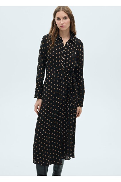 midi blue long sleeve dress Alexa Cotton Midi Shirt Dress-Blue, Decorative Blossom
