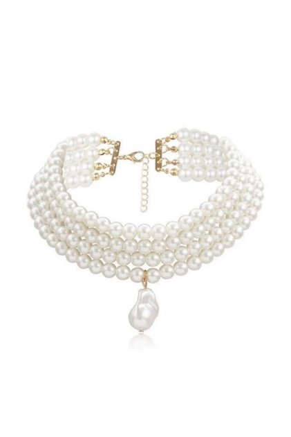 Barok Cam Inci Tasma Choker Kolye