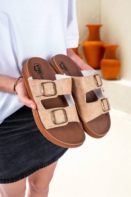 Double Buckle Soft Sole Daily Women's Slippers, Women's Extra Comfortable Slippers