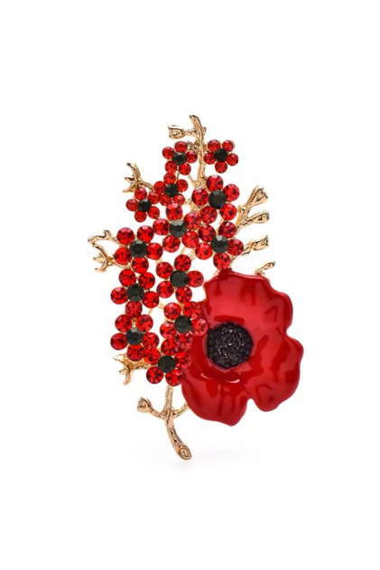 Pandan UK Design Kırmızı Çiçek Broş