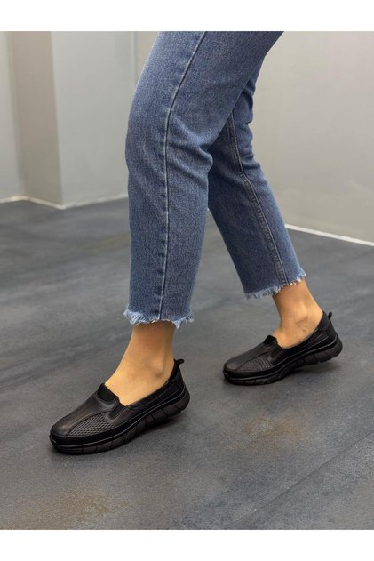 Black Leather Faylon Sole Orthopedic Shoes