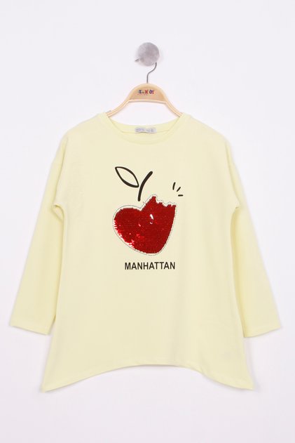 Girl's Sequined Heart Embroidered T-Shirt