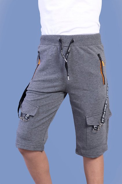 Boy's Adjustable Waist Stripe Detailed Capri