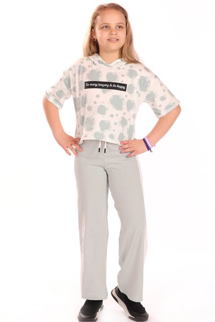 Girl's batik print tracksuit set with front lettering