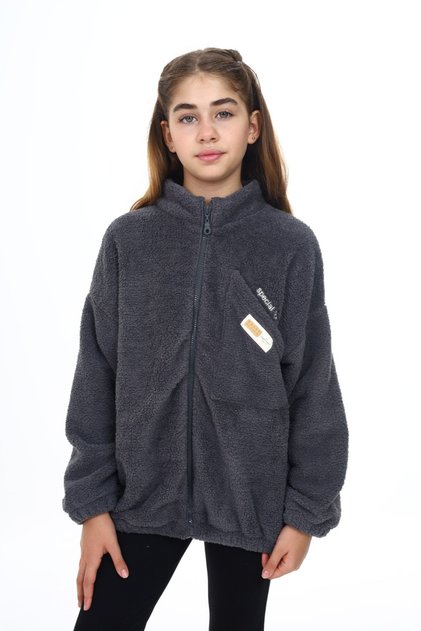 Girl's Embroidered Plush Cardigan