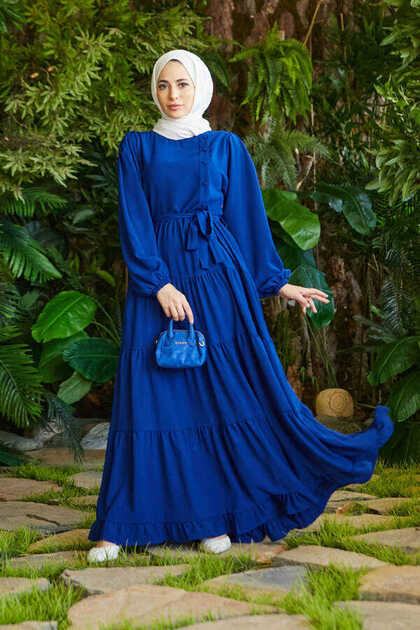 6599-Berlin Ruffle Dress Saks Blue