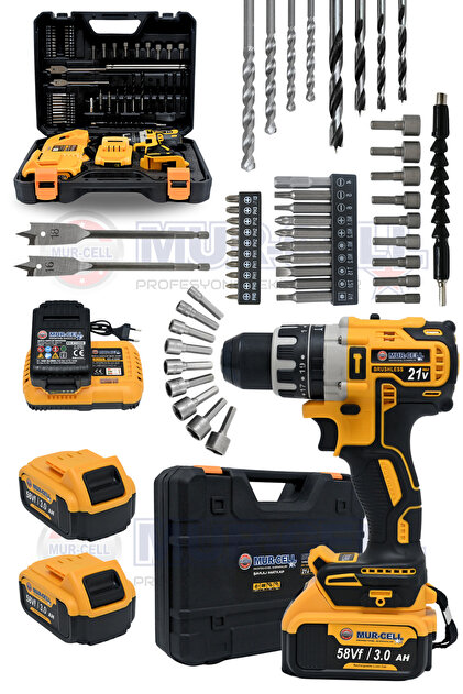 Mur-Cell 13 Mm Mandren Çelik Şanzumanlı Darbeli Şarjlı Matkap 66