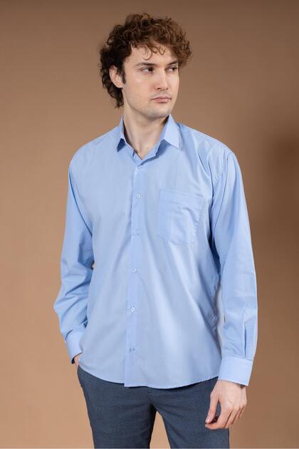 Men's Classic Plain Dakron Long Sleeve Regular Fit Dad Fabric Shirt 8130