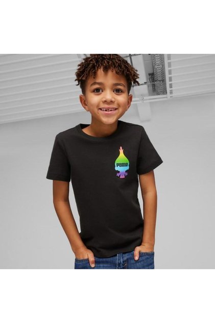X Trolls Boys' Black Round Neck T-Shirt