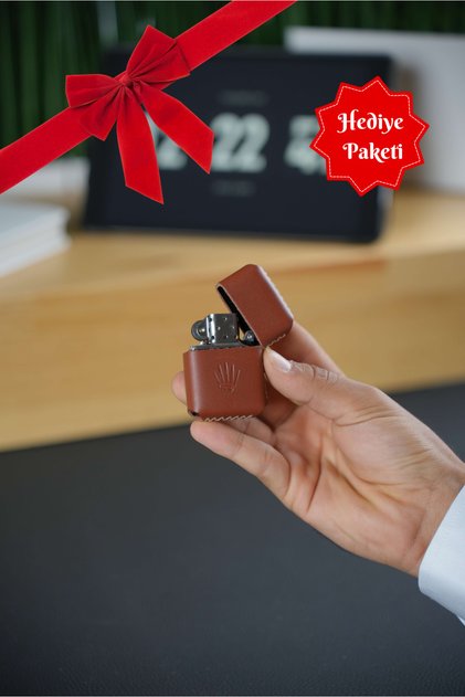 HAKİKİ DERİ KİREMİT KILIFLI BENZİNLİ ÇAKMAK