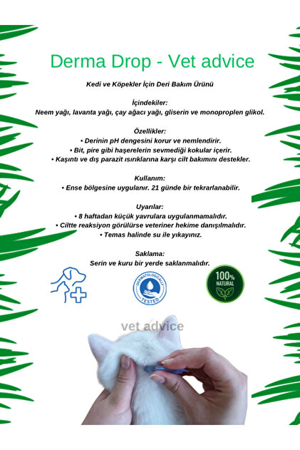 vet advice Kedi Köpek Iç Dış Deri Tüy Bakım Damlası 3'lü Paket