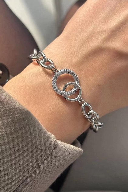 Steel Bracelet with Chain Detail