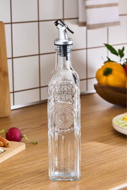 Daisy Cam Çiçek Desenli Yağdanlık 500 Ml Şeffaf