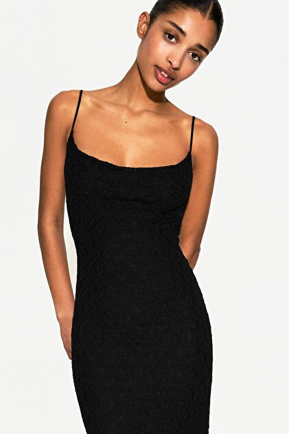 Bershka Blonde lace midi dress- Trendyol