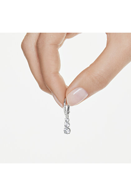 Swarovski Attract Trilogy Halka Küpeler, Yuvarlak Kesim, Beyaz