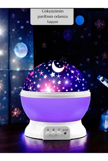 Ceiling Light Reflecting Night Light Rotating Star Moon Projection Room Lamp Light Sphere-Star Master