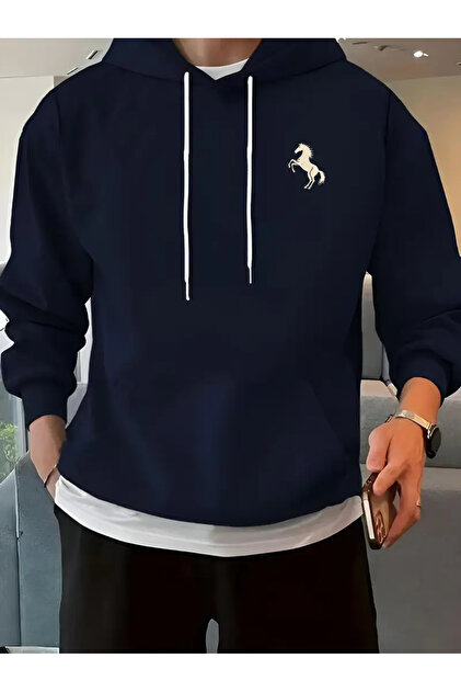 Cheering Horse Printed Unisex Oversize Hooded Sweatshirt